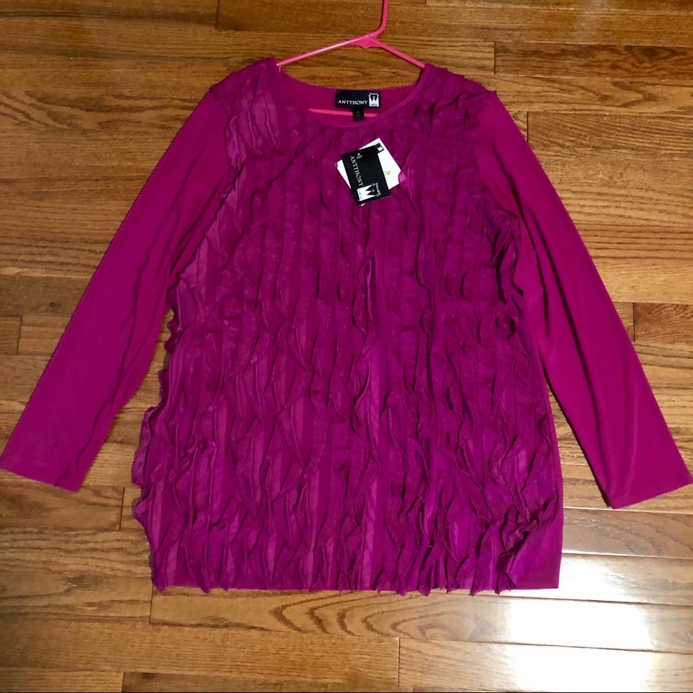 Antthony Original pink long sleeve ruffle Top XL - Picture 1 of 8